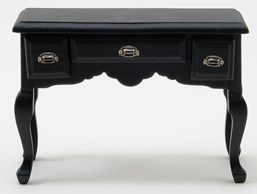 Desk, Black With Pewter Hardware